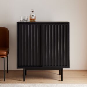 Beaumont Black Slatted Bar Cabinet