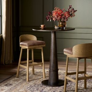 Averon Oak & Leather Counter Stool