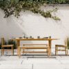 baycrest-outdoor-teak-extendable-dining-table-84-100-bench-xl Evaro Indoor/Outdoor Dining Set from
